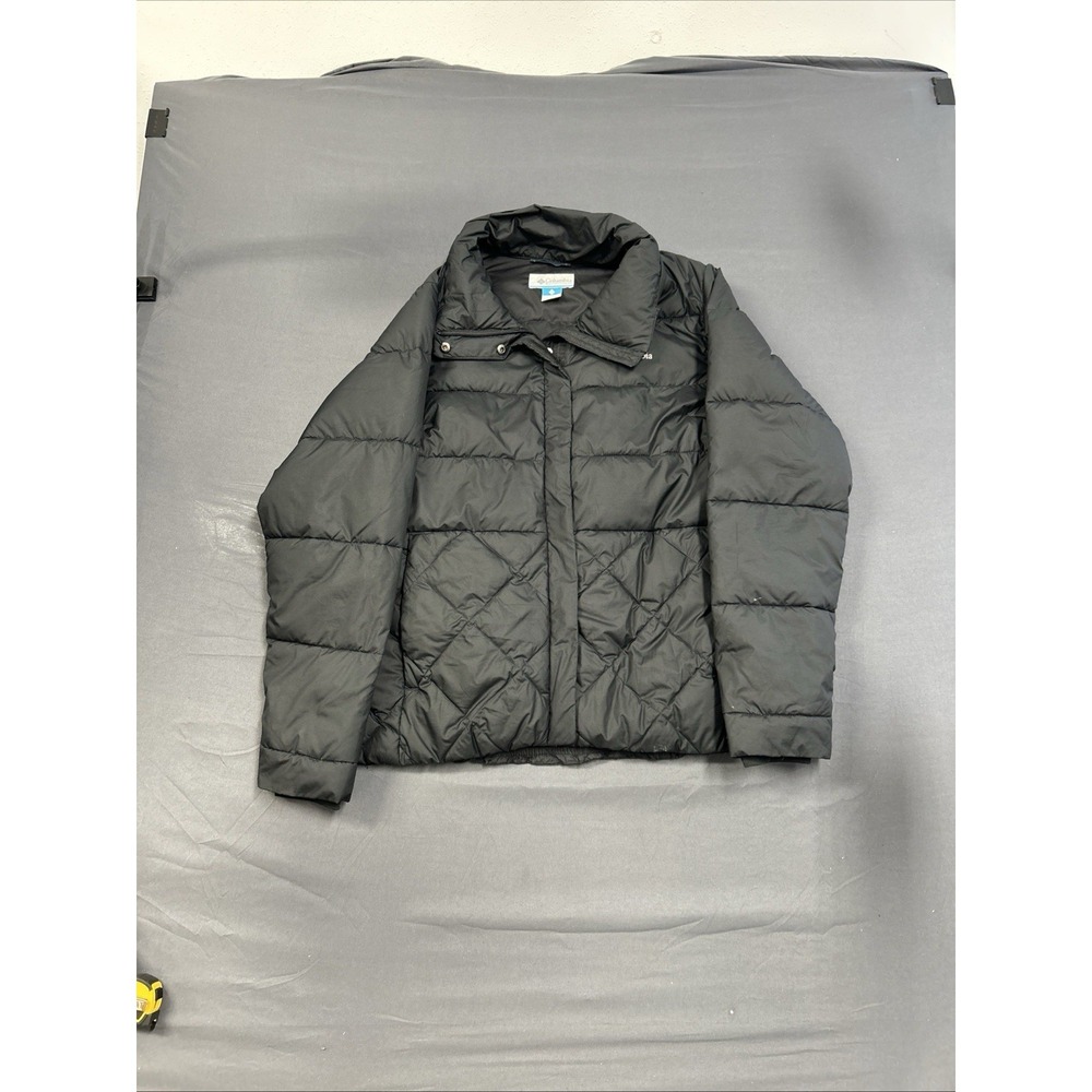 Columbia Black Down Puffer Coat Womens Large Insulated Winter Jacket Quilted